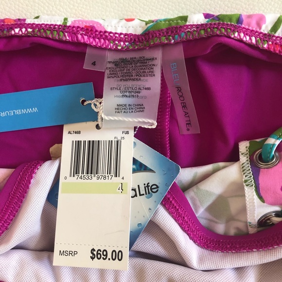 2 piece Bleu Rod Beattie pink floral swimsuit size 4 - Picture 5 of 8
